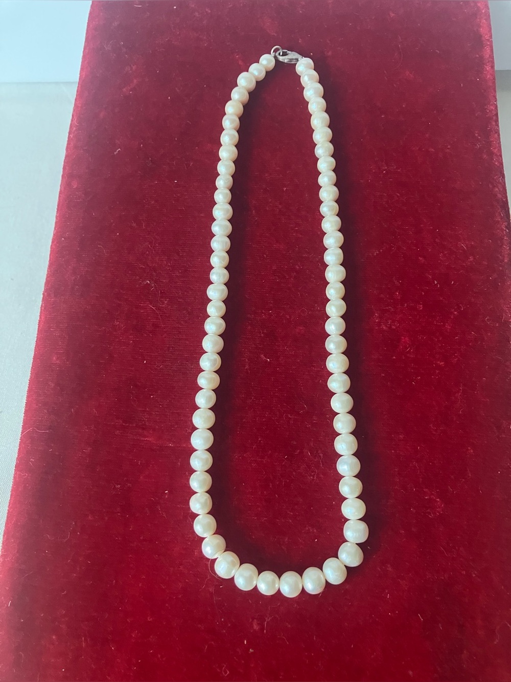 Real White Freshwater Potato Pearl Strand Necklace 18” Lobster Clasp 7mm.